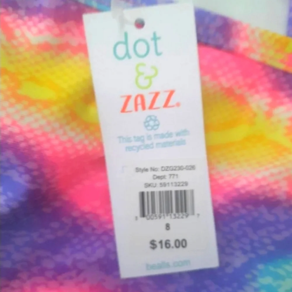 Dot & Zazz Colorful Snakeskin Print Bikini Set - Girls Size 8 - New With Tags
